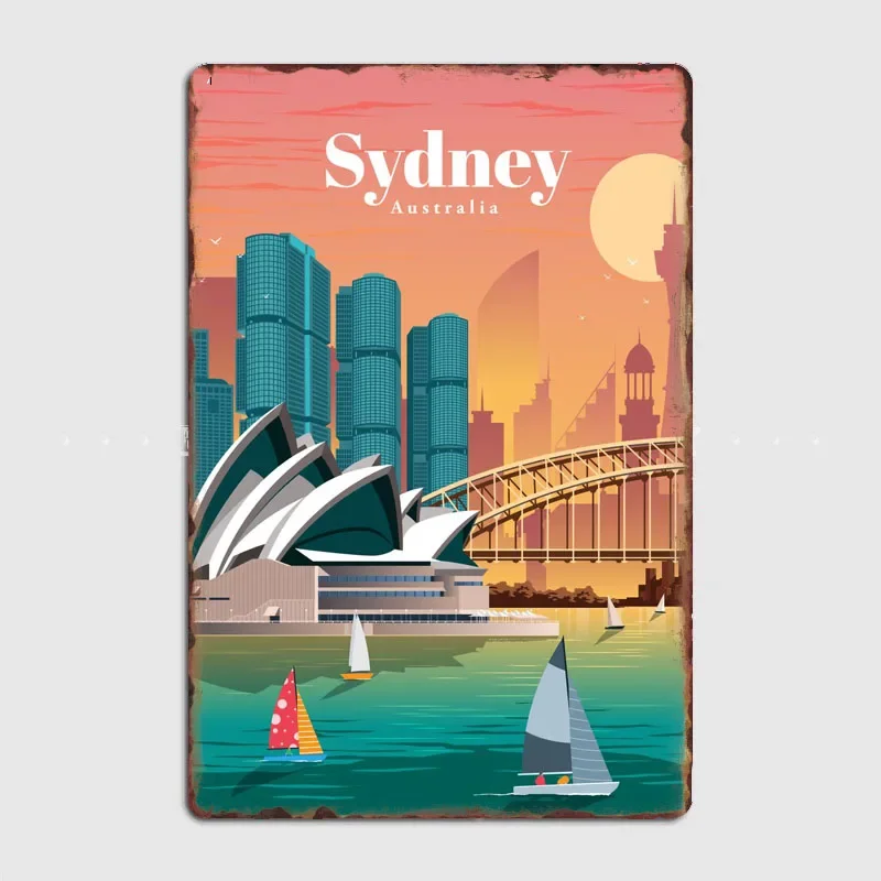 Home Bar Sydney - Seyahat Sidney Manzaralı Nokta Vintage Poster