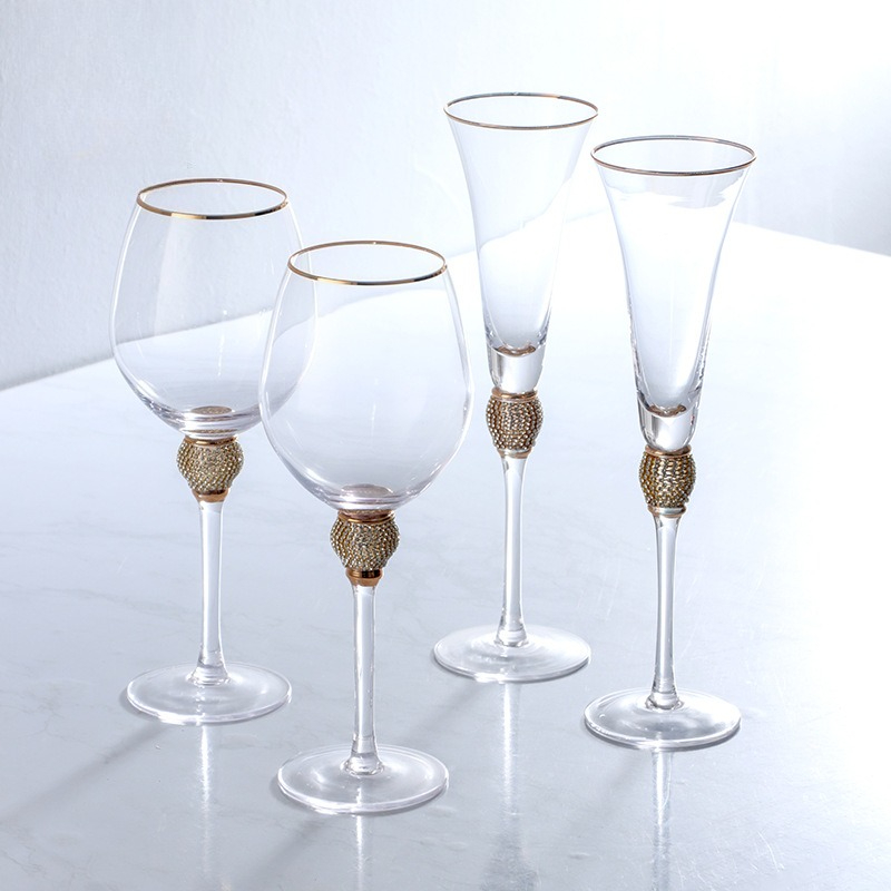 Highball Glass Set - Lüks Elmas Altın Jant Highball Cam