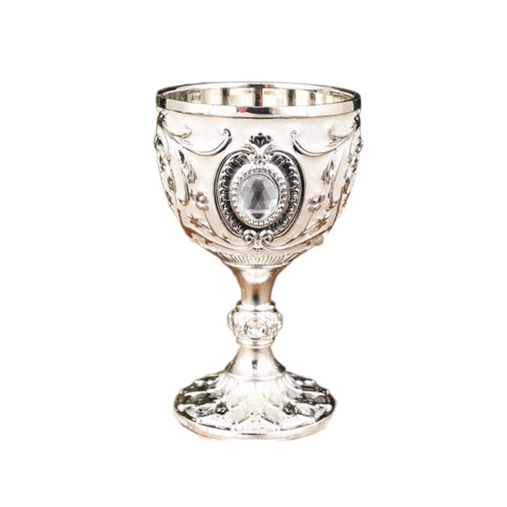 Old Fashioned Glass - Dekoratif Kabartmalı Vintage Metal Şarap Bardağı