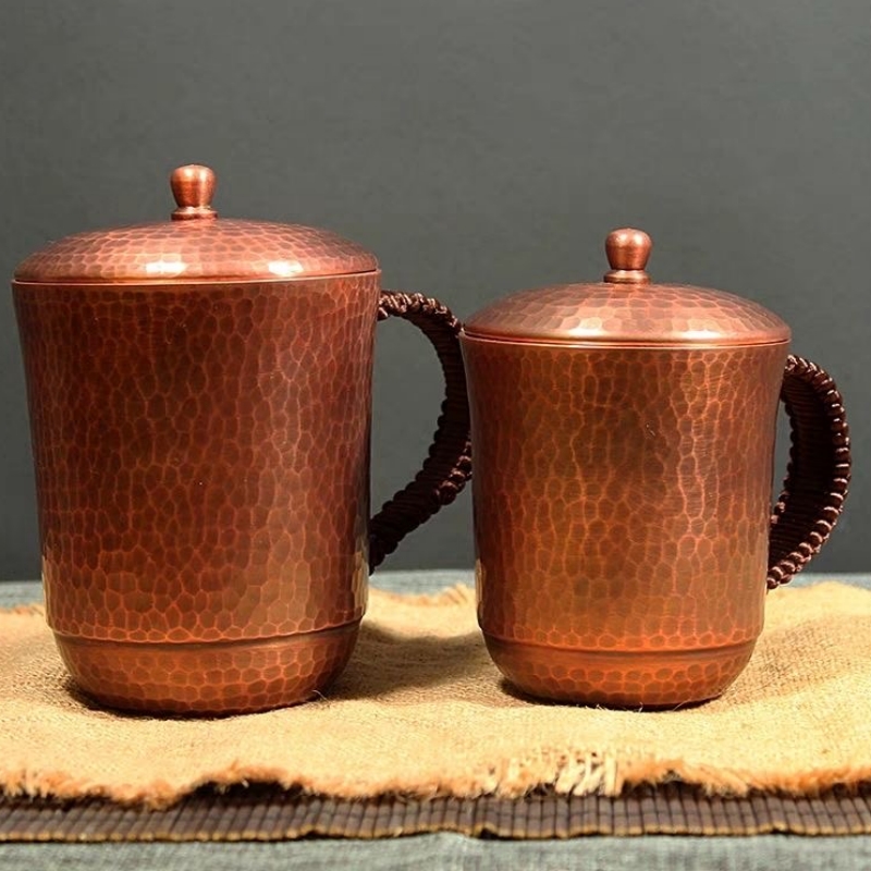 Mule Copper Mug - Vintage Saf Bakır Kahve Fincanı, kapaklı