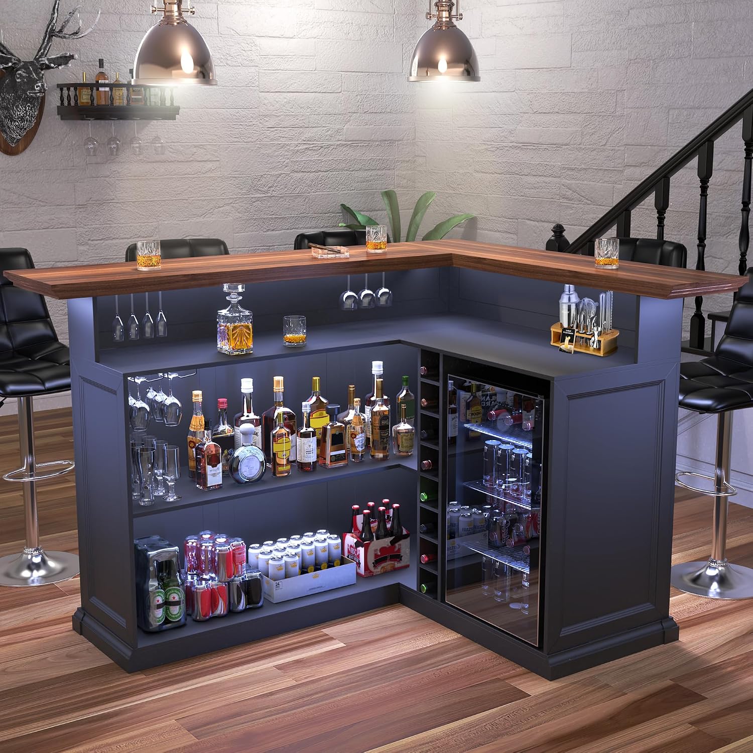 Home Bar And Fridge - L Şeklinde Buzdolabı Alanlı Ev Bar