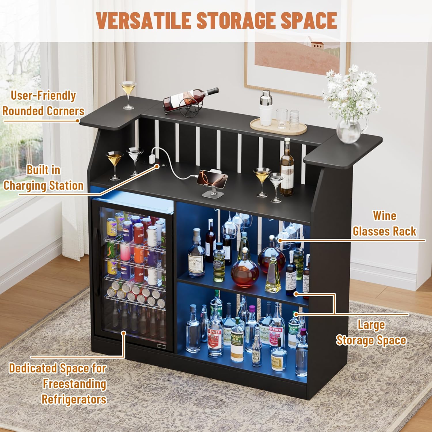 U Şeklinde Bar Masası, Buzdola - Home Bar And Fridge incelemesi ve fiyatı